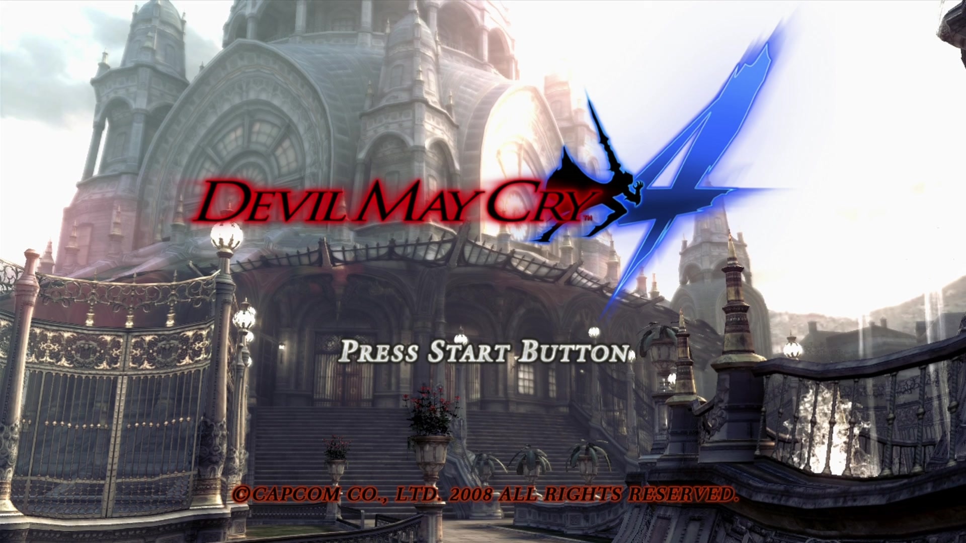 Devil May Cry 4 title screen for Xbox 360